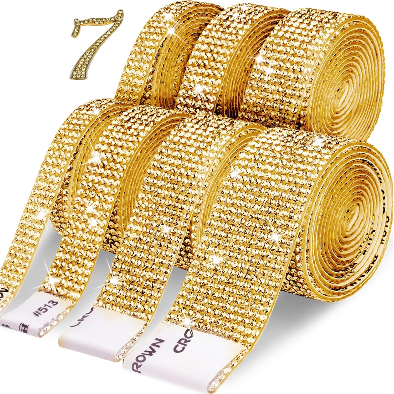 Amazon.com: Rhinestone Ribbon 7 Rolls 7 Yards Self Adhesive Diamond ...