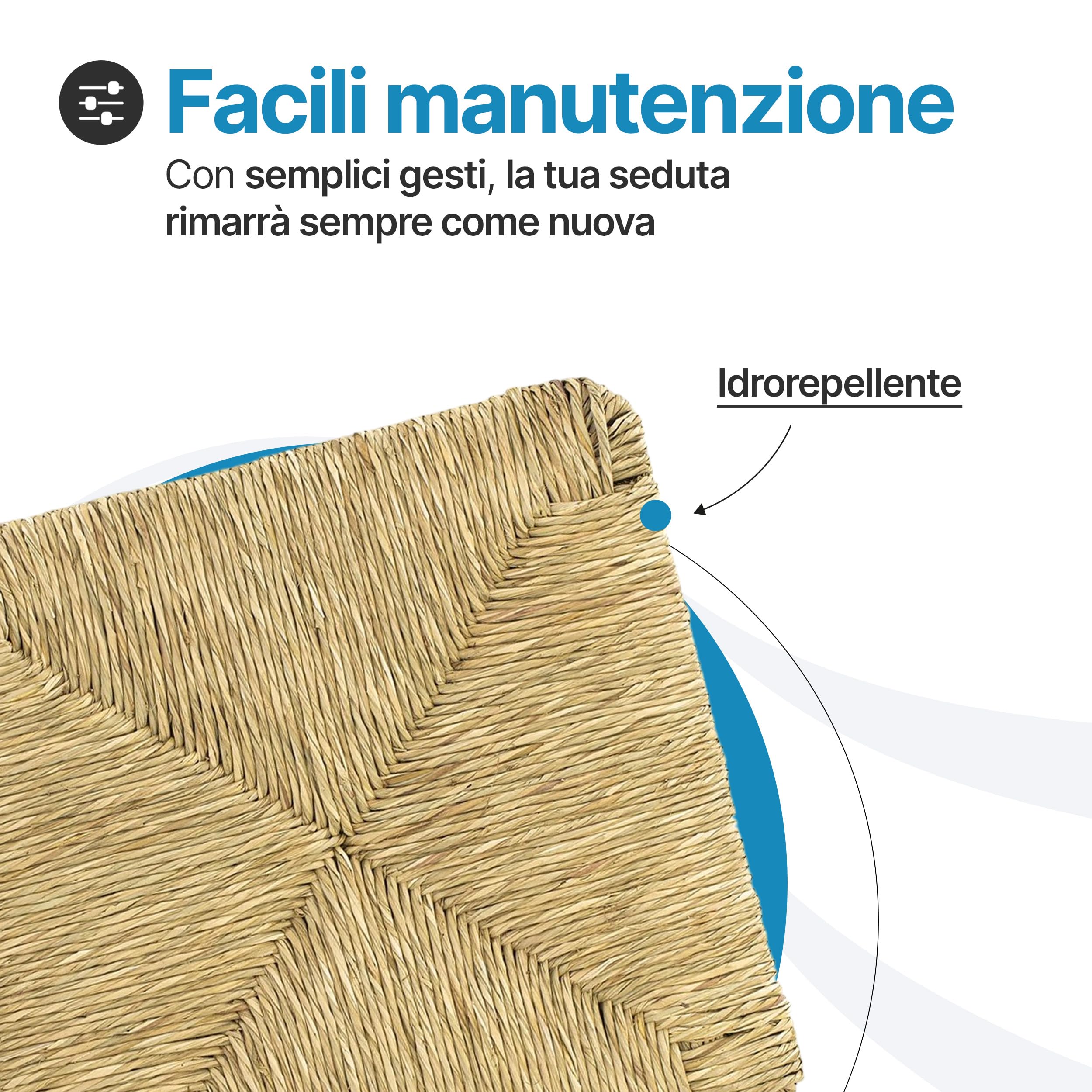 Tomaino - Seduta in Paglia per Sedie 37x37 cm - Set 6 Sedute per Sedie - Ricambio Seduta Sedia Paglia - Sedute Impagliate per Casa e Ristorazione