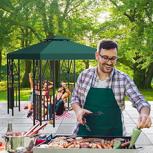 Miniatura 6 de Toldo de repuesto para toldo, para exteriores, cubierta de toldo de doble nivel, 10 x 10 pies (verde)