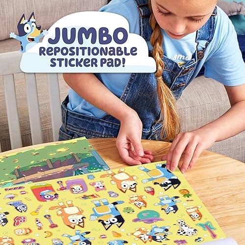 Miniatura 4 de Bluey Almohadilla adhesiva reposicionable, más de 165 calcomanías extraíbles y 5 escenas de juego, almohadilla de calcomanías jumbo, juguetes de