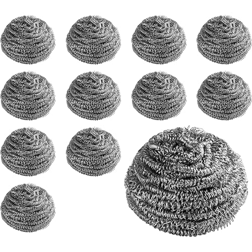 New Star Foodservice Extra Large (50 Grams) Stainless Steel Sponges Scrubbers, Set of 12