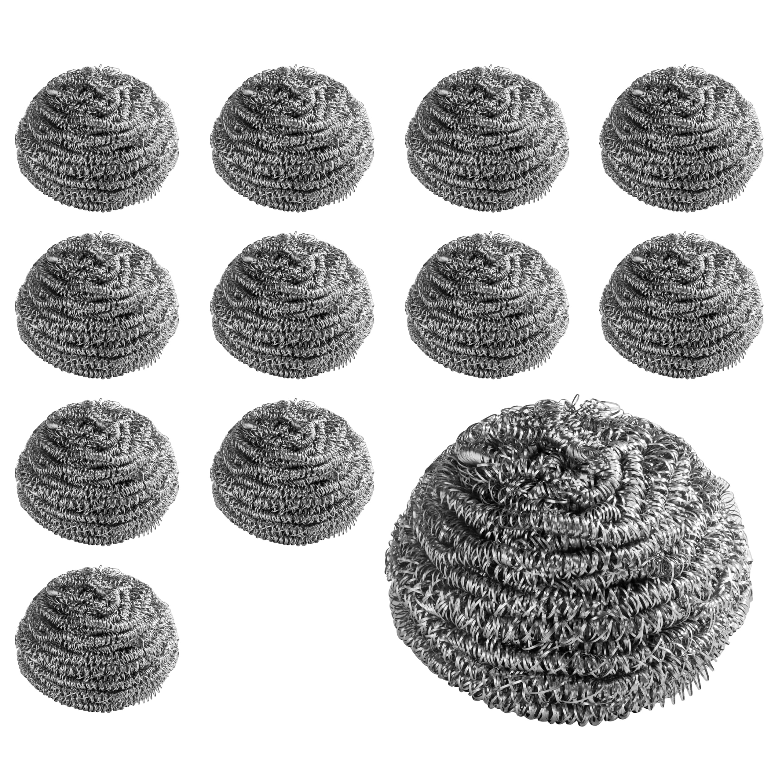 New Star Foodservice 54460 Extra Large (50 Grams) Stainless Steel Sponges Scrubbers, Set of 12