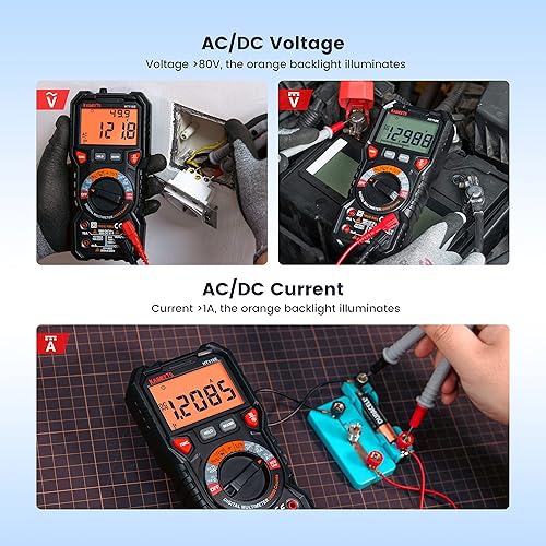 Miniatura 11 de KAIWEETS Multímetro digital TRMS 6000 cuenta voltímetro de rango automático rápido mide con precisión voltaje corriente amperios resistencia diodos
