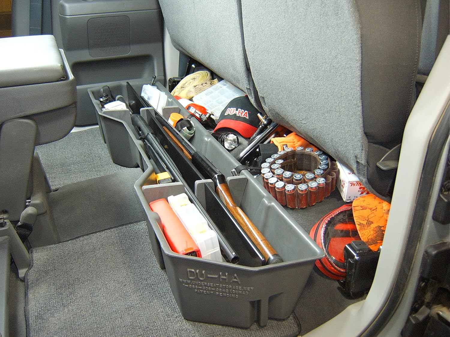 DU-HA DuHa 40011 Under Seat Storage fits 2004-2024 Nissan Titan King Cab & Crew Cab | Dark Gray Heavy-Duty Back Seat Multi Tool Organizer | Includes Dividers