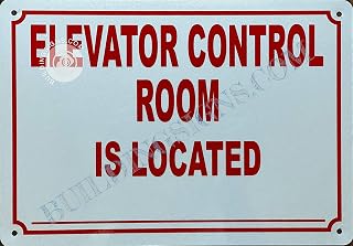 Elevator Control Room is Located_ Sign (White, Reflective, Aluminium 7X10,Rust Free)