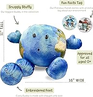 Vista 2 de Celestial Buddies Our Precious Planet 16" Soft Stuffed Plush, Fun Planet Facts & Climate Change Tag for Kids – STEM Learning, Educational Gift