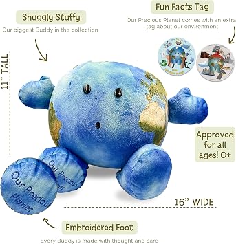 Celestial Buddies Our Precious Planet | 16 Soft Stuffed Plush, Fun Planet Facts & Climate Change Tag for Kids STEM Learning, Educational Gift, Classroom & Homeschool Science Space Astronomy | 0+