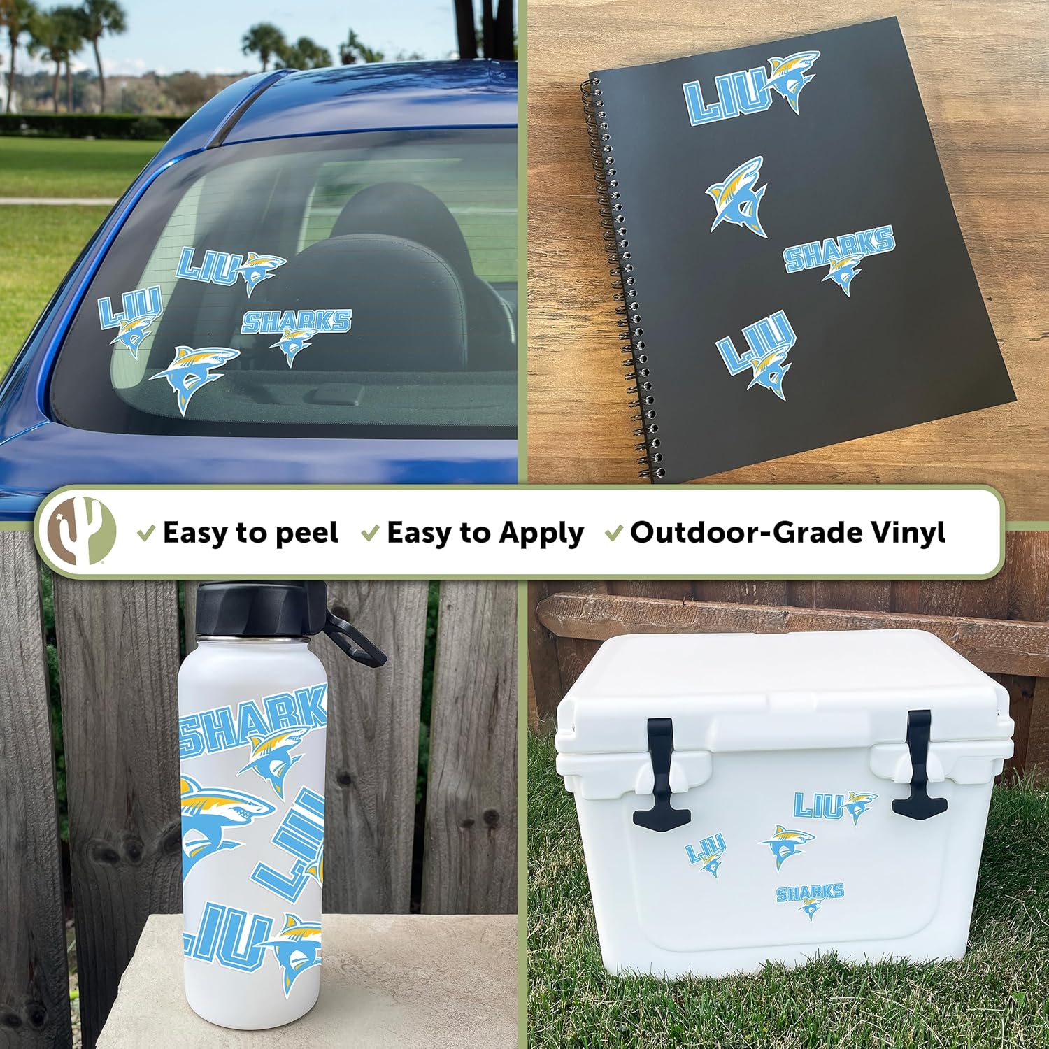 Desert Cactus Long Island University Sticker LIU Sharks Sticker Vinyl Decals Laptop Water Bottle Car Scrapbook Sheet T2 (Type 2) - Image 2