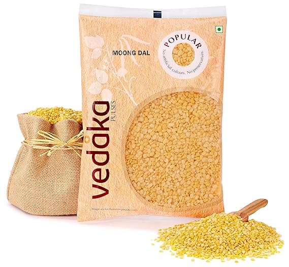 Amazon Brand - Vedaka Popular Unpolished Yellow Moong Dal |Naturally Rich in Protein | Naturally Cholesterol free | 1 kg