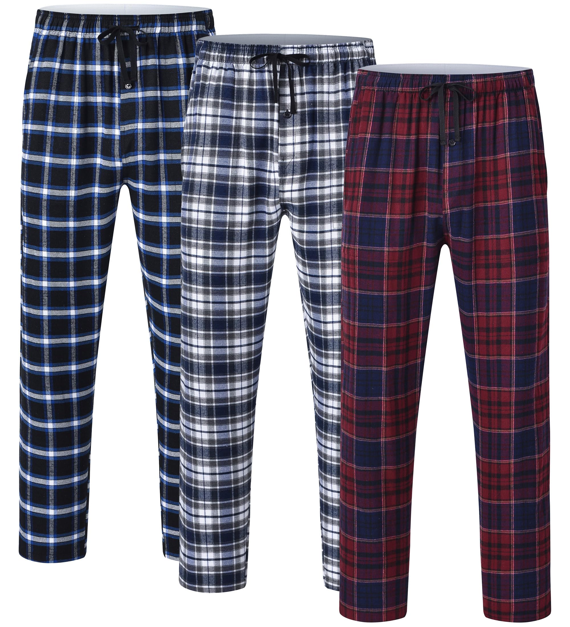 Huayuzh Schlafanzughose Herren Lang Pyjama Hose 3er Pack Schlafhose Weich Atmungsaktiv Loungewear Pyjamahose mit Taschen