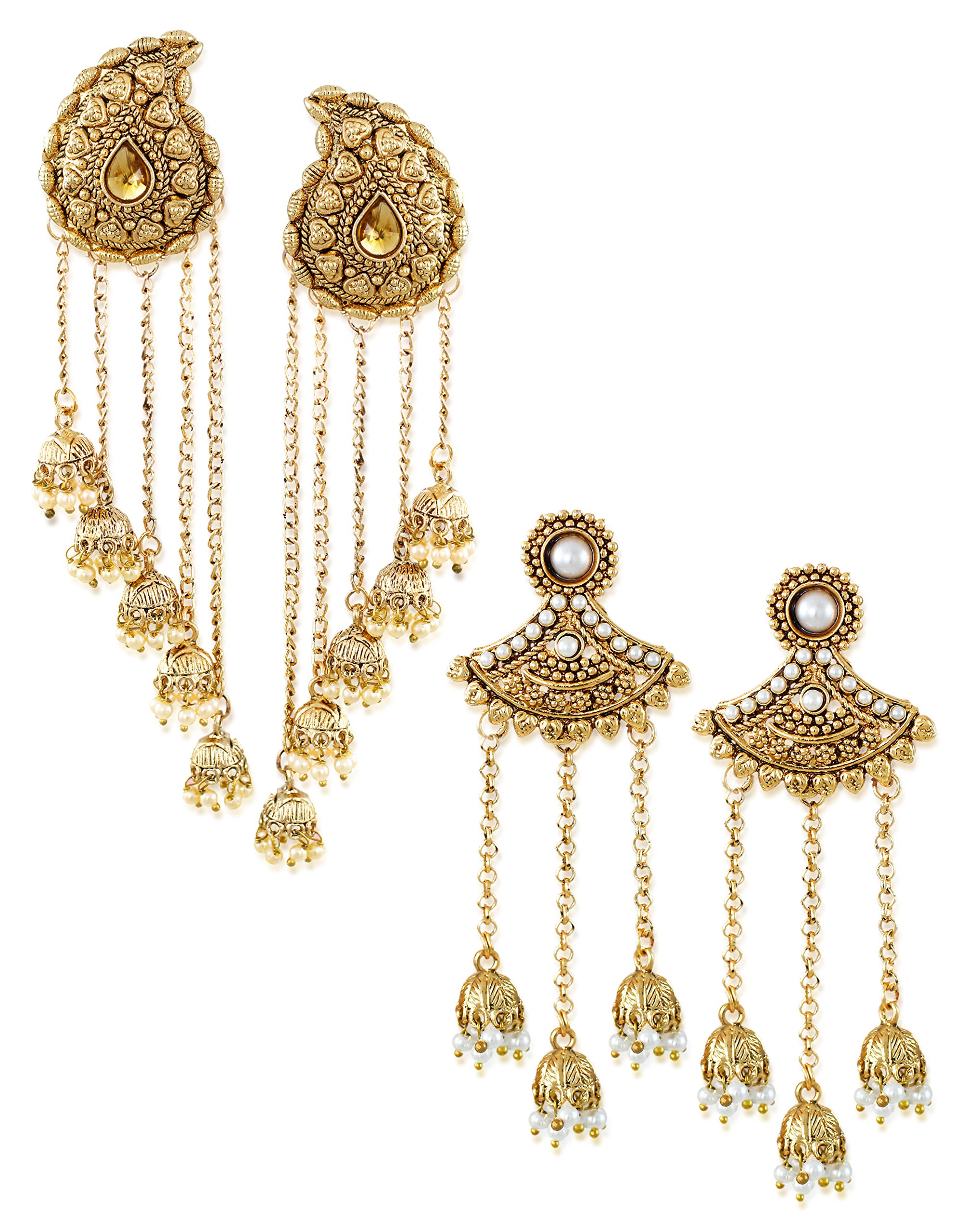 Zaveri Pearls Combo of Two Tassels with Dome-Shaped Jhumki Earring for women-ZPFK6507 (B0762P6BXF) Amazon Price History, Amazon Price Tracker