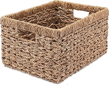 Decorasian Aufbewahrungskorb Regalkorb, geflochten aus Seegras - sehr stabil - L