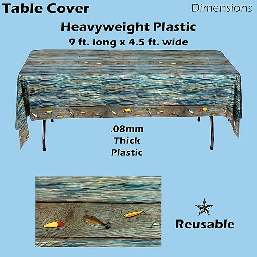 Miniatura 5 de Havercamp Kit de decoración de fiesta de pesca. Incluye 1 pieza central de lubina, 1 cadena de pancarta de peces, 12 divertidos accesorios de fotos