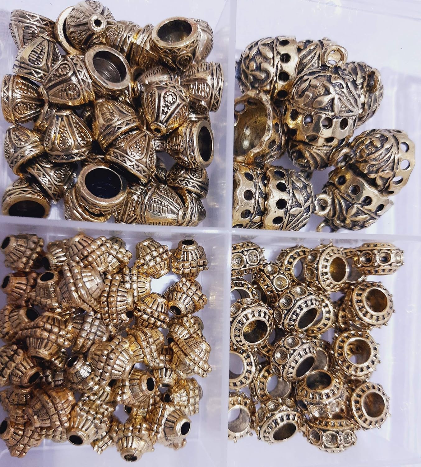 Metal Jewellery Making Kit Art And Crafts Materials For Necklace, Bracelet, Earring Making Materials Diy Kit (48 Piece-12 Piece Each) (Gold).