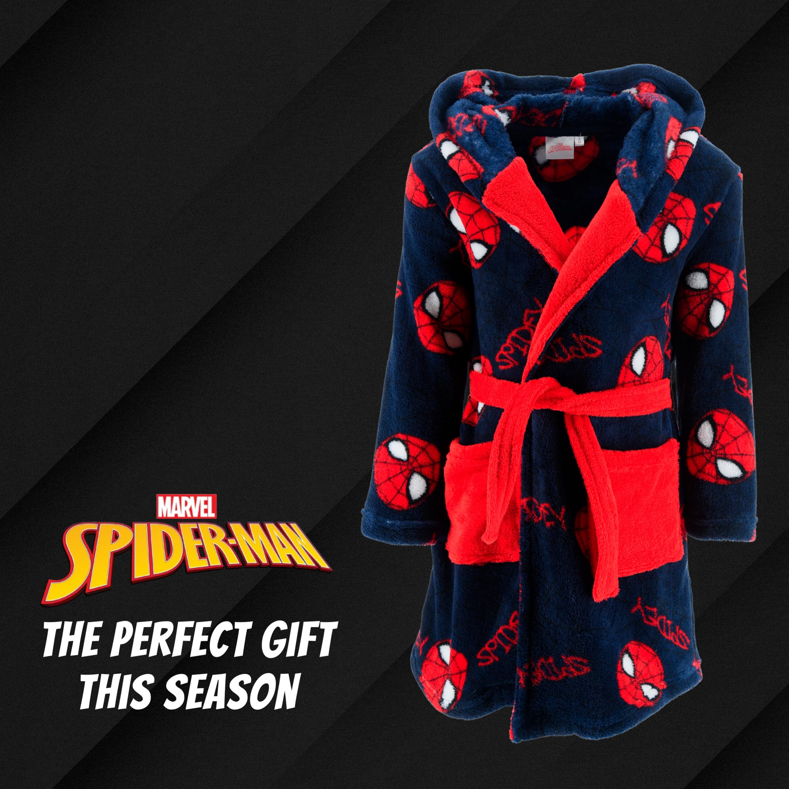 Spiderman Robe de Chambre pour Garçons, Doux, Taille 8 Ans, Rouge