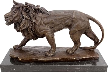 Kunst & Ambiente - Bronze Animal Sculpture - Walking Lion - Animal Figurine - Lion Sculpture - Signed Milo - Bronze Statue - Animal Figure for Sale - On Marble Base