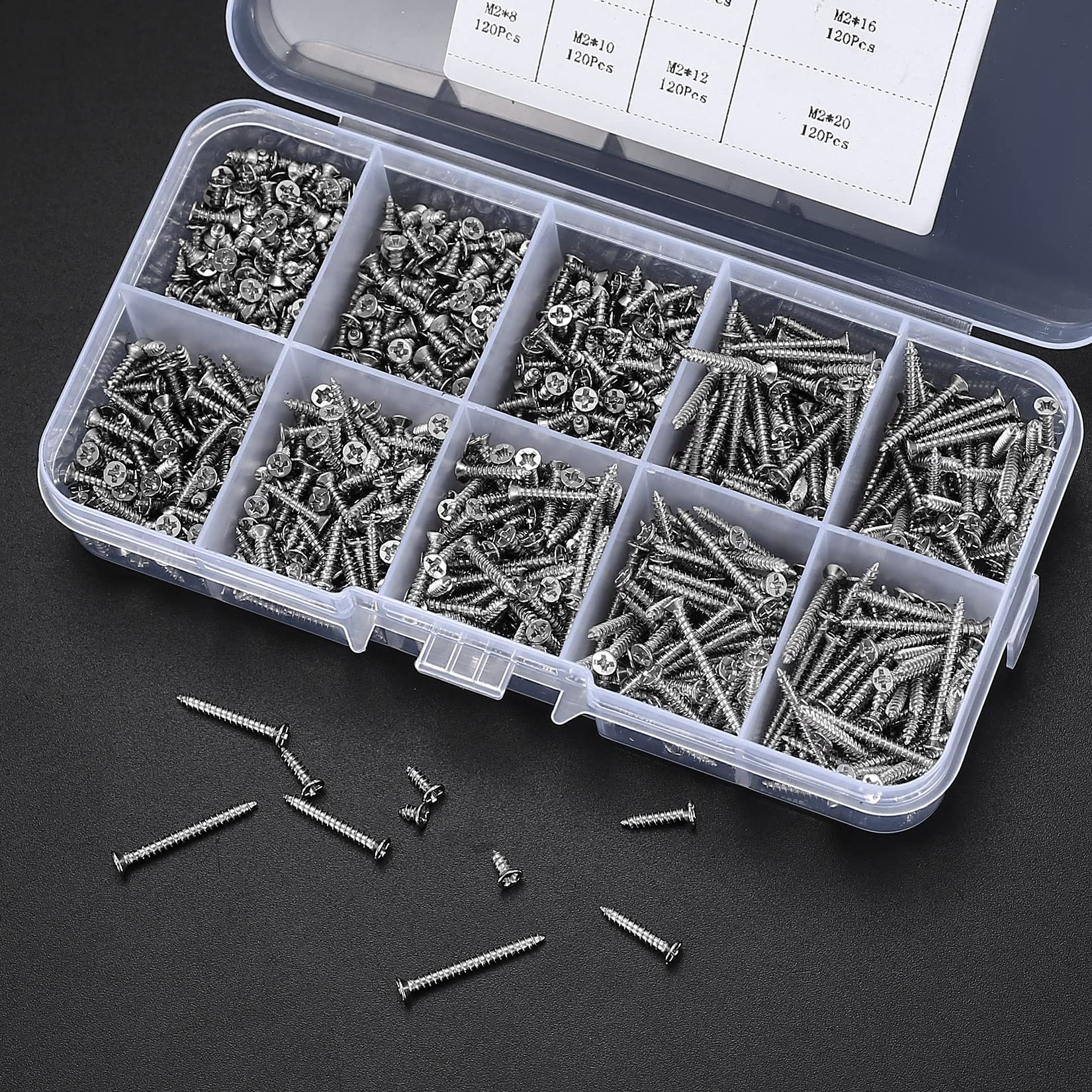 650 Viti Autofilettanti M2 M2.5 M3 | Set Viti Per Legno E Metallo - Testa Piatta A Croce - Foto 2