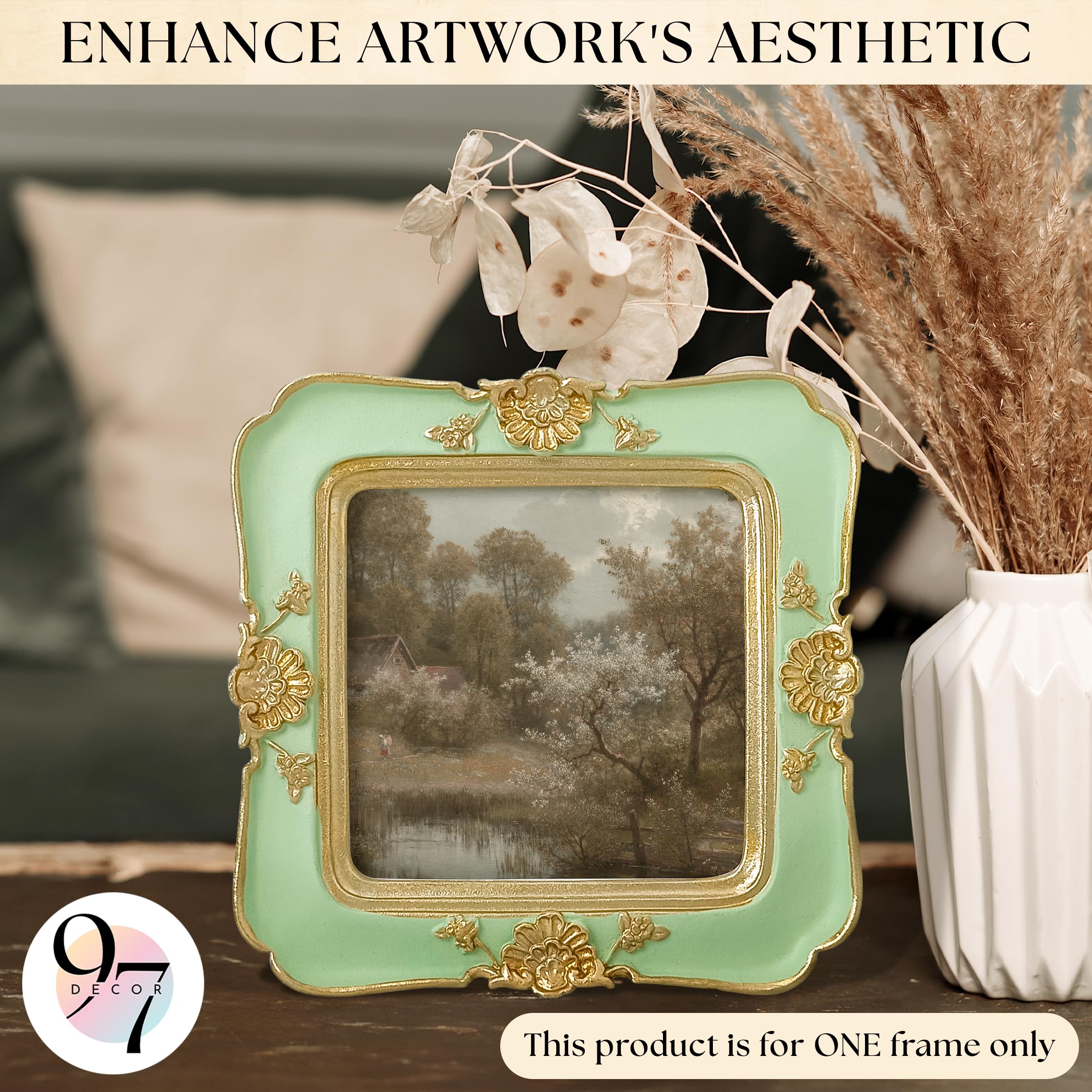 Amazon.com: 97 Decor Vintage Picture Frame 3x3, Sage Green and