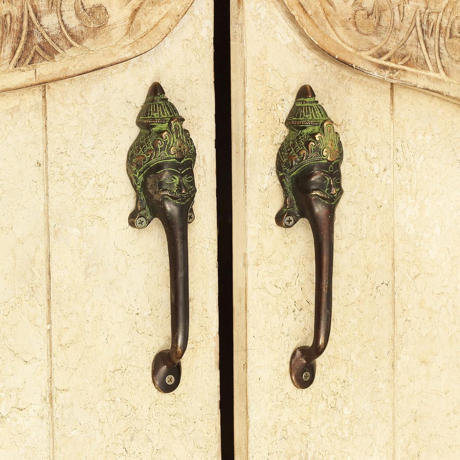 Indian Shelf 1 Pack Man Long Neck Brass Cabinet Handles Unique Door Handle Interior Vintage Antique Gold Decorative Drawer Pulls Finest