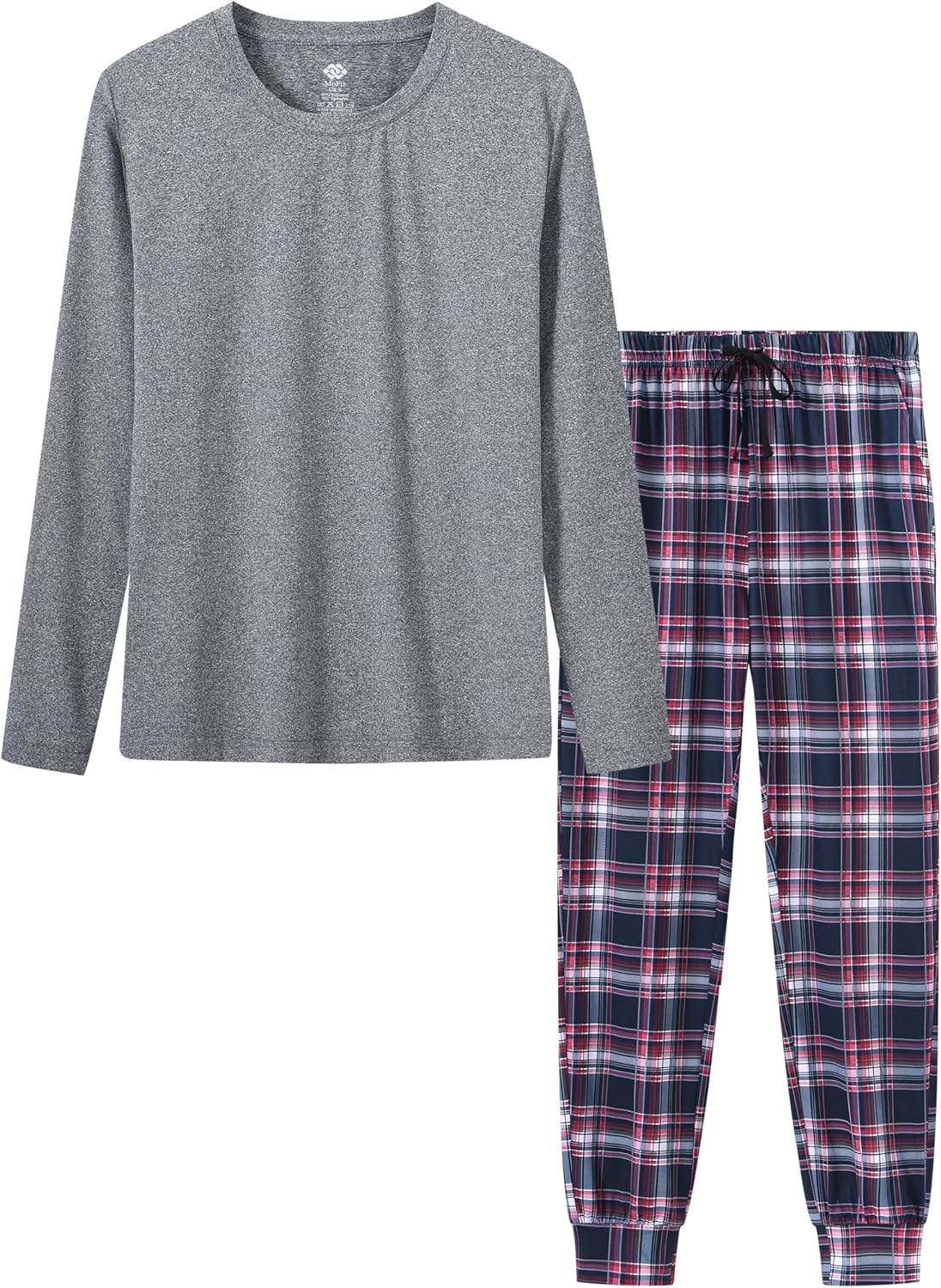 MoFiz Women's Long Sleeve Pajamas Sets with Plaid Pants Comfy Sleepwear Nightwear 2 Piece Pjs with Pockets - Image 8