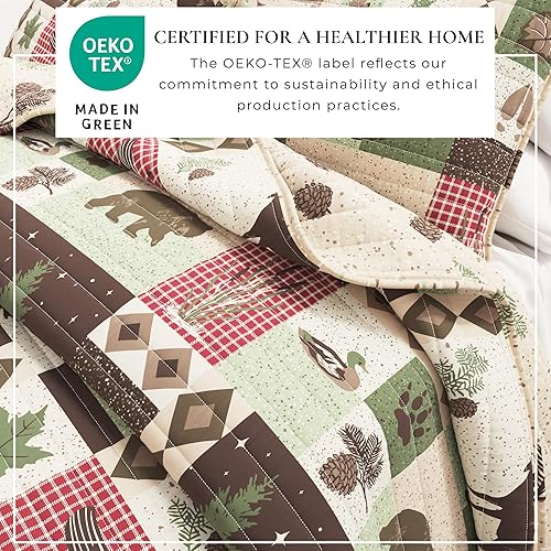 Vista 3 de Great Bay Home 3-Piece Reversible Rustic Lodge Bedspread Full/Queen Size Quilt with 2 Shams. All-Season Quilt Set. Wilder Collection (Full/Queen)
