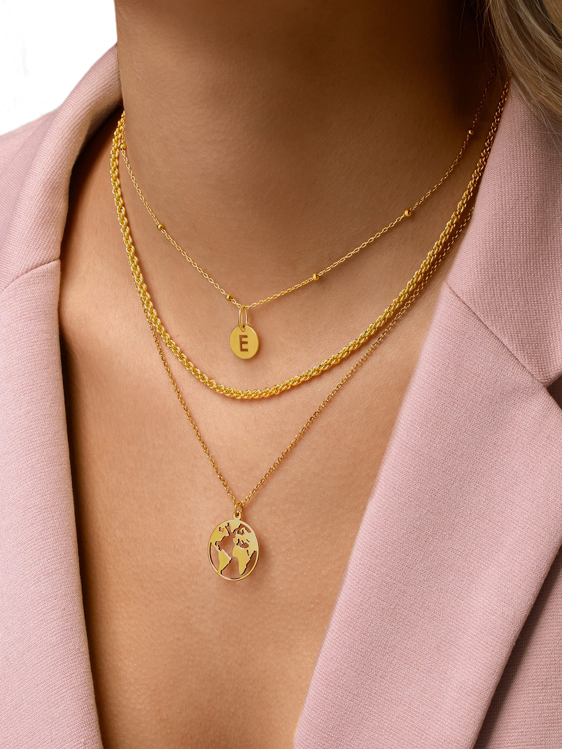 SINGULARU - Collar Dots. Colgante en Plata de Ley 925 con mini Bolitas a lo largo de la Cadena. Talla Unica. Baño de Oro de 18 Kt o Rodio. Joyas para Mujer