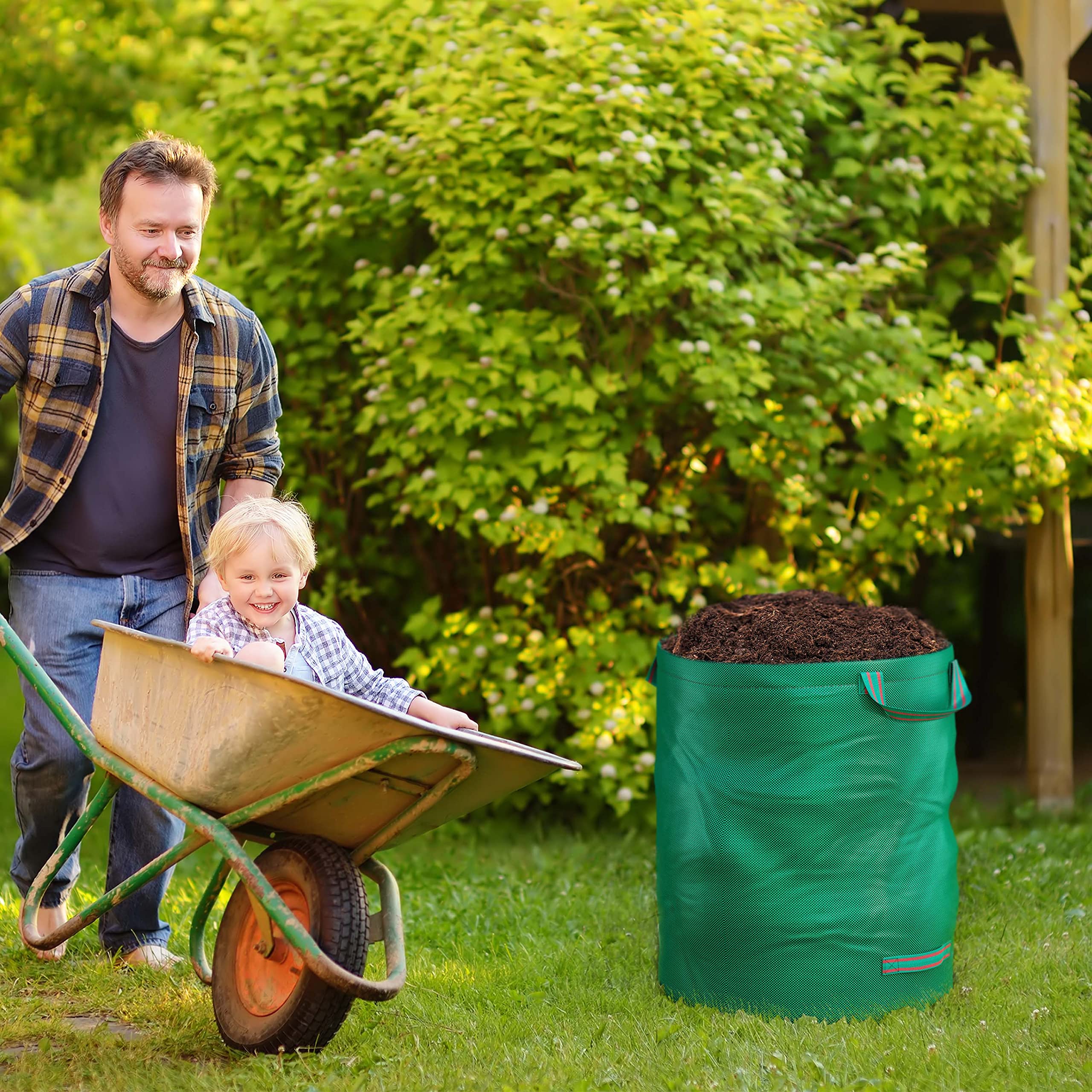 5X Gartenabfallsack Gartensack Laubsack Garten Abfallsack 272L selbststehend Gartenabfallsäcke Laubsäcke Wasserabweisend stabil aus robustem Polypropylen-Gewebe (PP) 150g/m² 390g