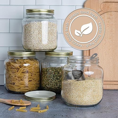 Miniatura 3 de kitchentoolz Tarro Mason de medio galón de boca ancha con tapa de metal hermética, seguro para fermentar kéfir de kombucha, curar decapado,