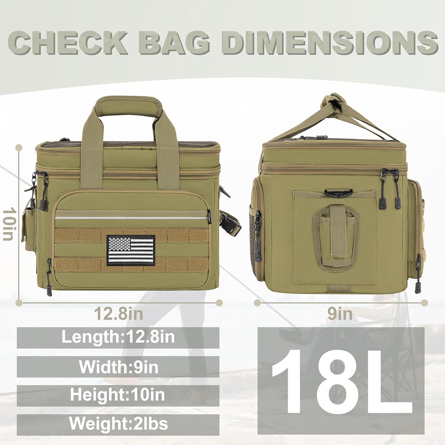 Fishing Tackle Bags, Saltwater & Freshwater Fishing Bags, Water-Resistant Tackle Storage, Durable Fishing Gear with Adjustable Shoulder Strap,holds 3400-3600 Size Tackle Boxes (Bag Only, Khaki)