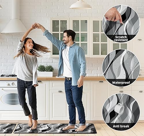 Vista 42 de weesire Alfombra de cocina verde antifatiga para el suelo de la cocina, alfombras de cocina, verde salvia, floral, hierbas, espuma viscoelástica