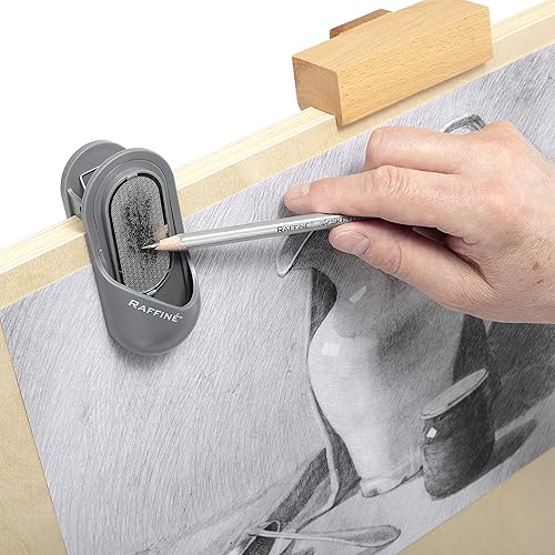 Miniatura 5 de Raffine Artista - Herramienta de archivo de metal reutilizable – Abrazadera de escritorio sin ensuciar, molinillo de carbón y lápiz para afilar