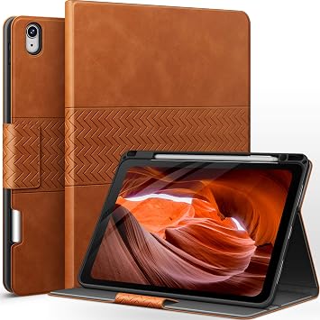 AUAUA Hülle für iPad Air 11 Zoll M4/M3/M2 (2026/2025/2024) iPad Air 5./4. Generation (2022/2020) 10.9 Zoll mit Stifthalter Auto Schlaf/Aufwach PU Leder (Braun)