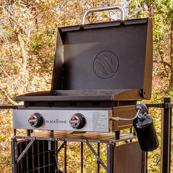 Blackstone 2205 Original 22 Omnivore Tabletop Griddle with Hood, Powder Coated Steel, Black