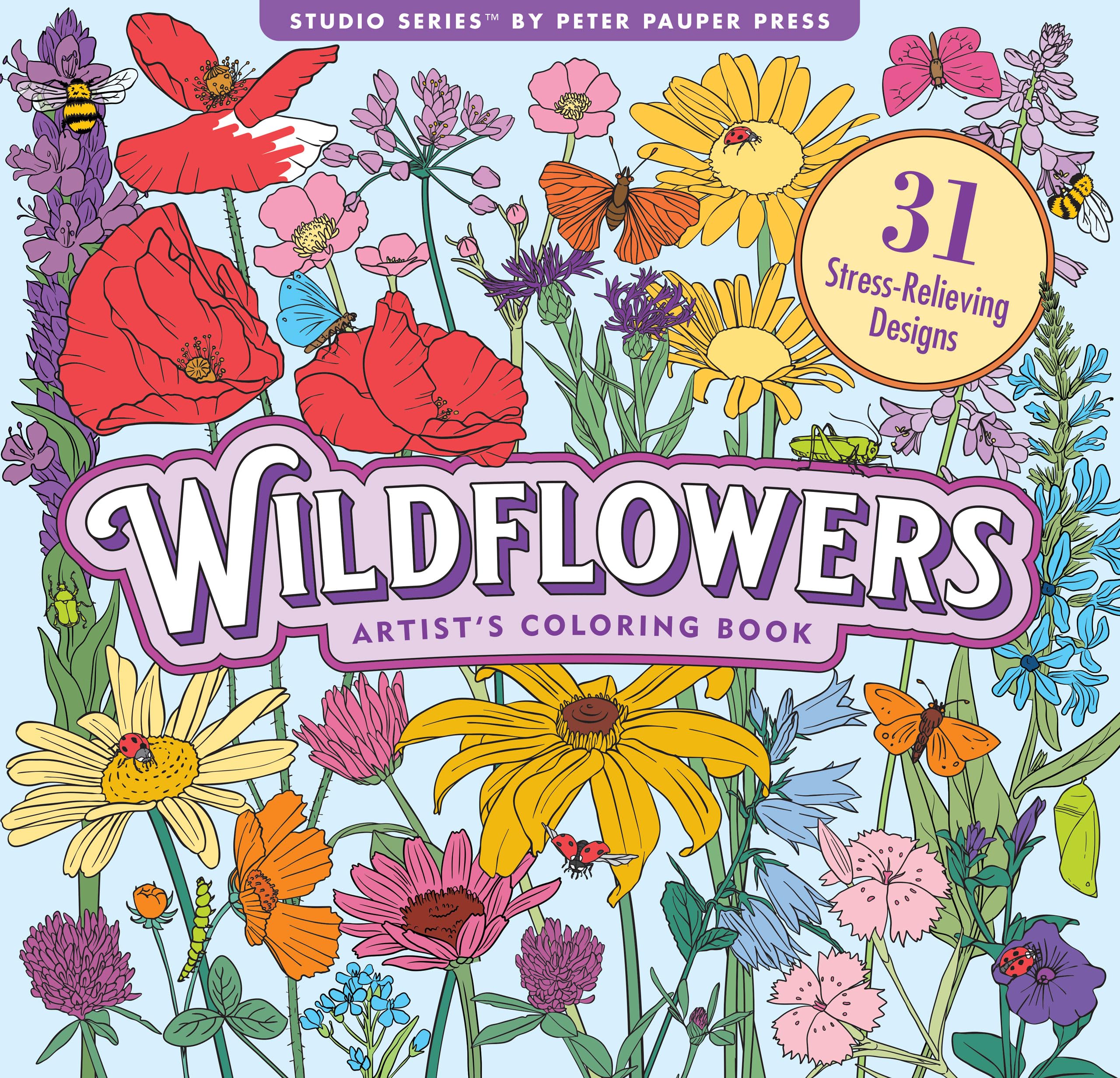 Wildflowers Adult Coloring Book (31 one-sided designs on thick paper)