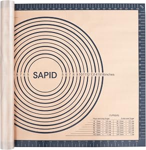 Sapid Extra Thick Silicone Pastry Mat Non-slip with Measurements for Non-stick Silicone Baking Mat Extra Large, Dough Rolling, Pie Crust, Kneading Mats, Countertop, Placement Mats (20 inch x 28 inch ,Gray)