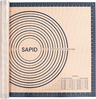 Sapid Extra Thick Non-Slip Silicone Pastry Mat 20x28 Inch with Measurements - Dough Rolling, Baking, Kneading Mat (Gray)