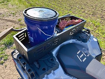 Kolpin ATV Rack Basket - Attach Tool/Hunt Accessories to Side; Carry Three 5-Gallon Buckets, Durable Steel, Fits Most ATV Tubular Steel & Plastic Racks - 53465
