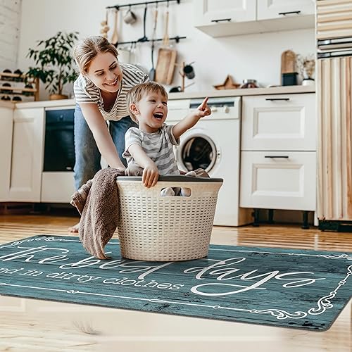 Miniatura 2 de KOZYFLY Alfombra de goma antideslizante para lavandería, 20 x 59 pulgadas, antifatiga, lavable, para baño, cocina, lavandería, decoración de granja,