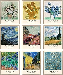 uniro Van Gogh Wall Art Van Gogh Art Posters Vintage Van Gogh Starry Night Sunflowers Prints Retro Famous Artist Paintings Museum Gallery Exhibition Poster Living Dorm Bedroom Unframed 8/''x10/''
