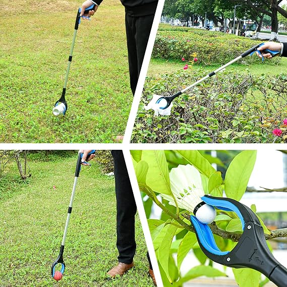 6 Pack Grabber Reacher Tool,32 Inch Foldable Reacher Grabber Pickup Tool with Strong Grip Magnetic,360Rotating Anti-Slip Jaw,Trash Claw Grabber Tool,Grabbers for Seniors for Outdoor & Indoor (Blue)