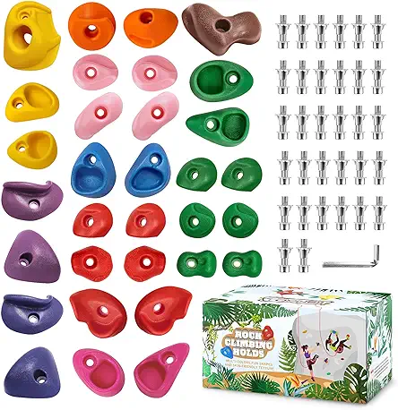 TOPNEW 32 Rock Climbing Holds Multi Size for...