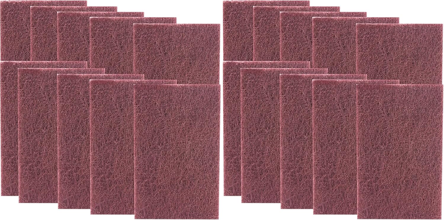 Heavy Duty XL Red Scouring Pads. 6x9 in 20 Pack of Scrubber Tools for Cleaning Stainless Steel Pots, Pans, Grills and Griddles. Extra Large Pad for Outdoor Use on Railings and Tiles.