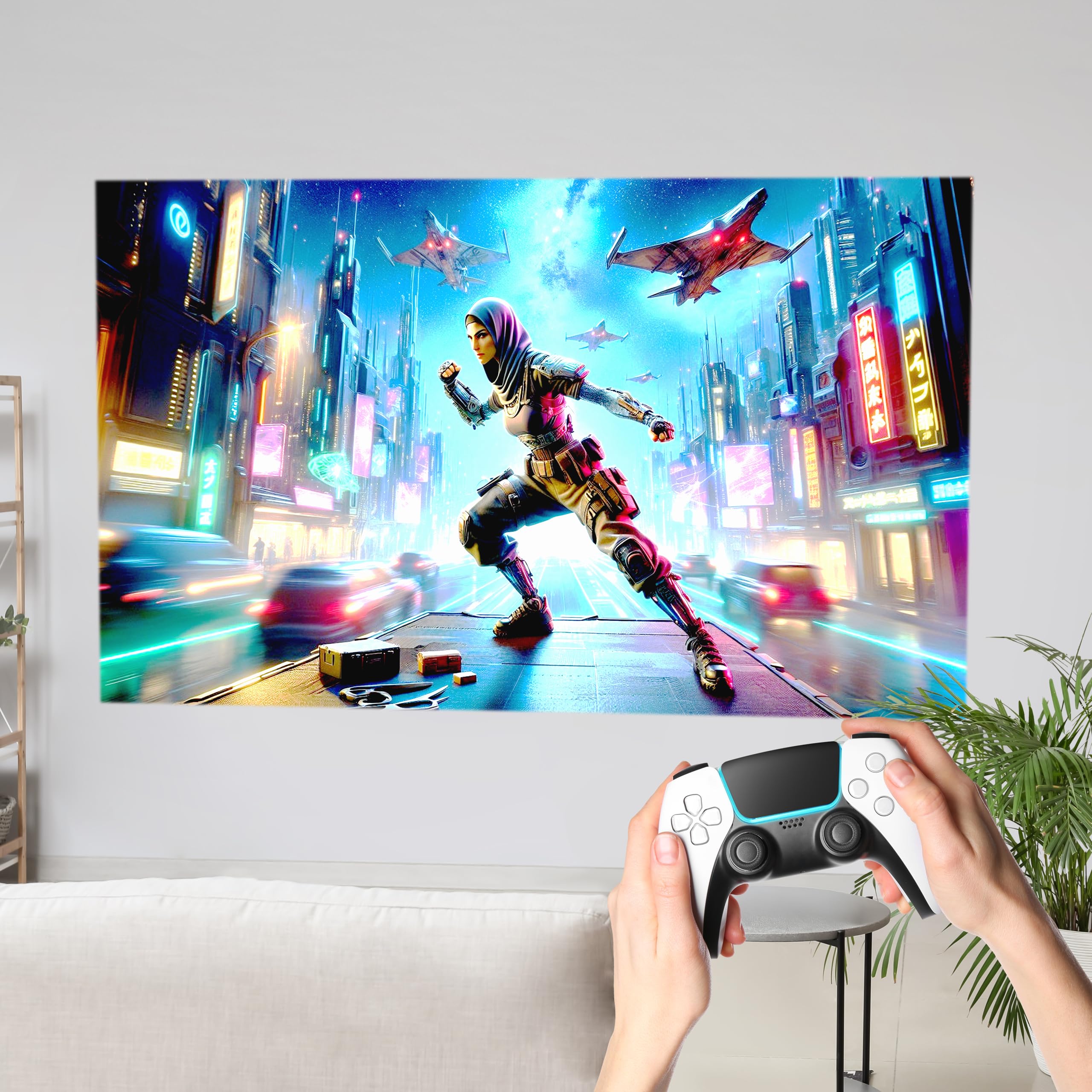 Metronic 475350 – Proyector Portátil WiFi Bluetooth | 3000 LM | Full HD Compatible | Pantalla hasta 150" | Corrección Trapezoidal Automática | Altavoz | Incluye Pantalla 60" y Mando | Negro