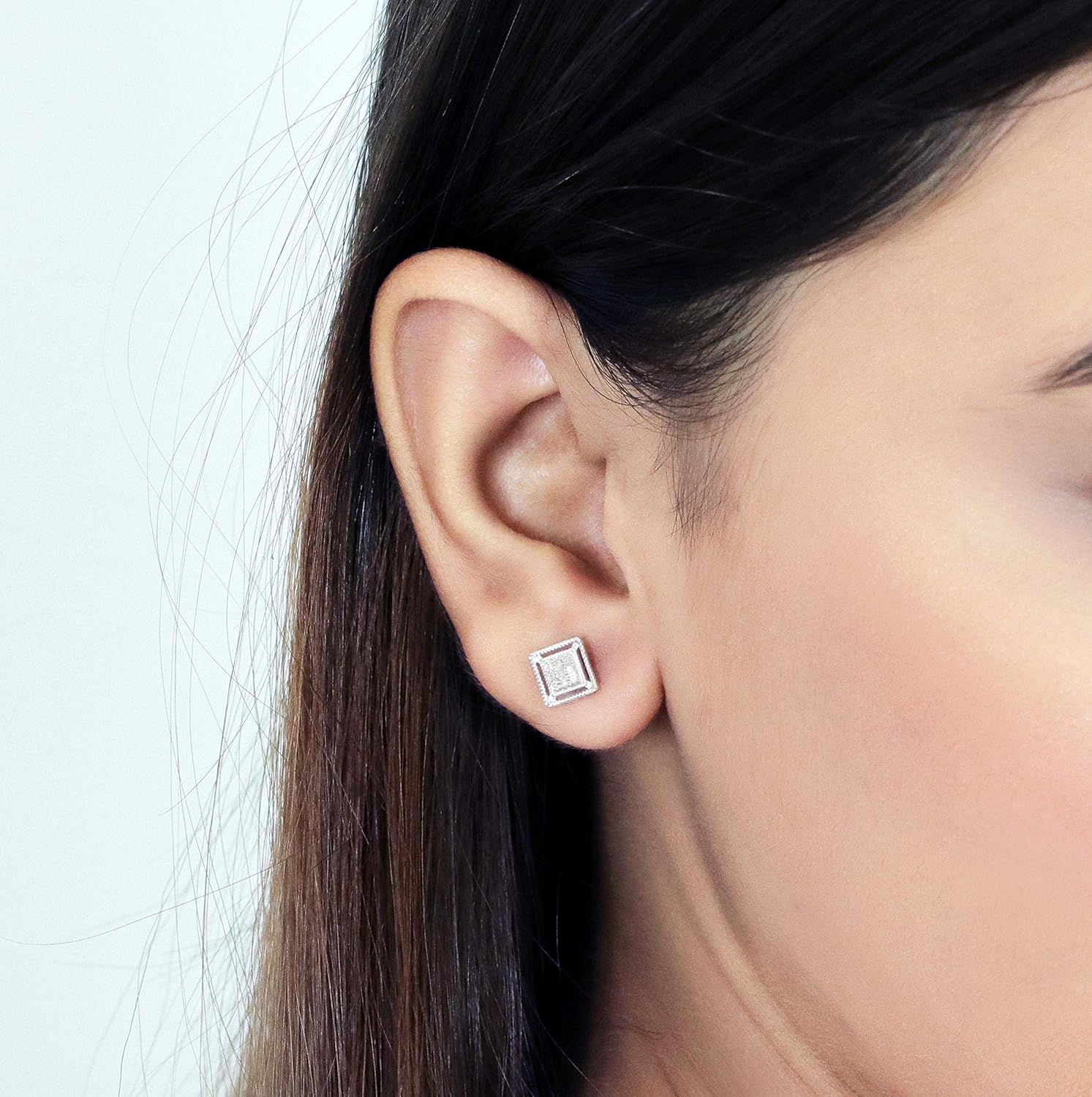 Dazzlingrock Collection 0.10 Ctw Round White Natural Diamond 9mm Square Hip Hop Iced Out Studs, Unisex Design Ladies,Mens Real Natural Diamond Earrings