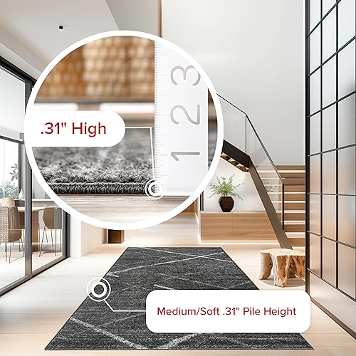 Miniatura 5 de nuLOOM Alfombra contemporánea Thigpen decorativa, 2 x 3 pies, gris oscuro