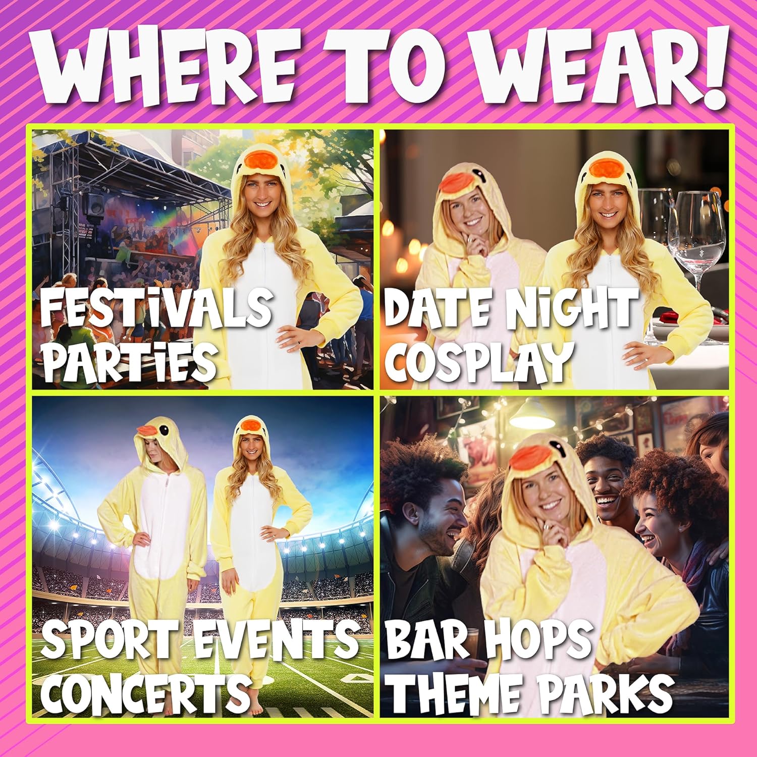 Funziez! Slim Fit Adult Onesie - Animal Costume - Plush Unisex Christmas One Piece Cosplay Suit for Women and Men - Image 4