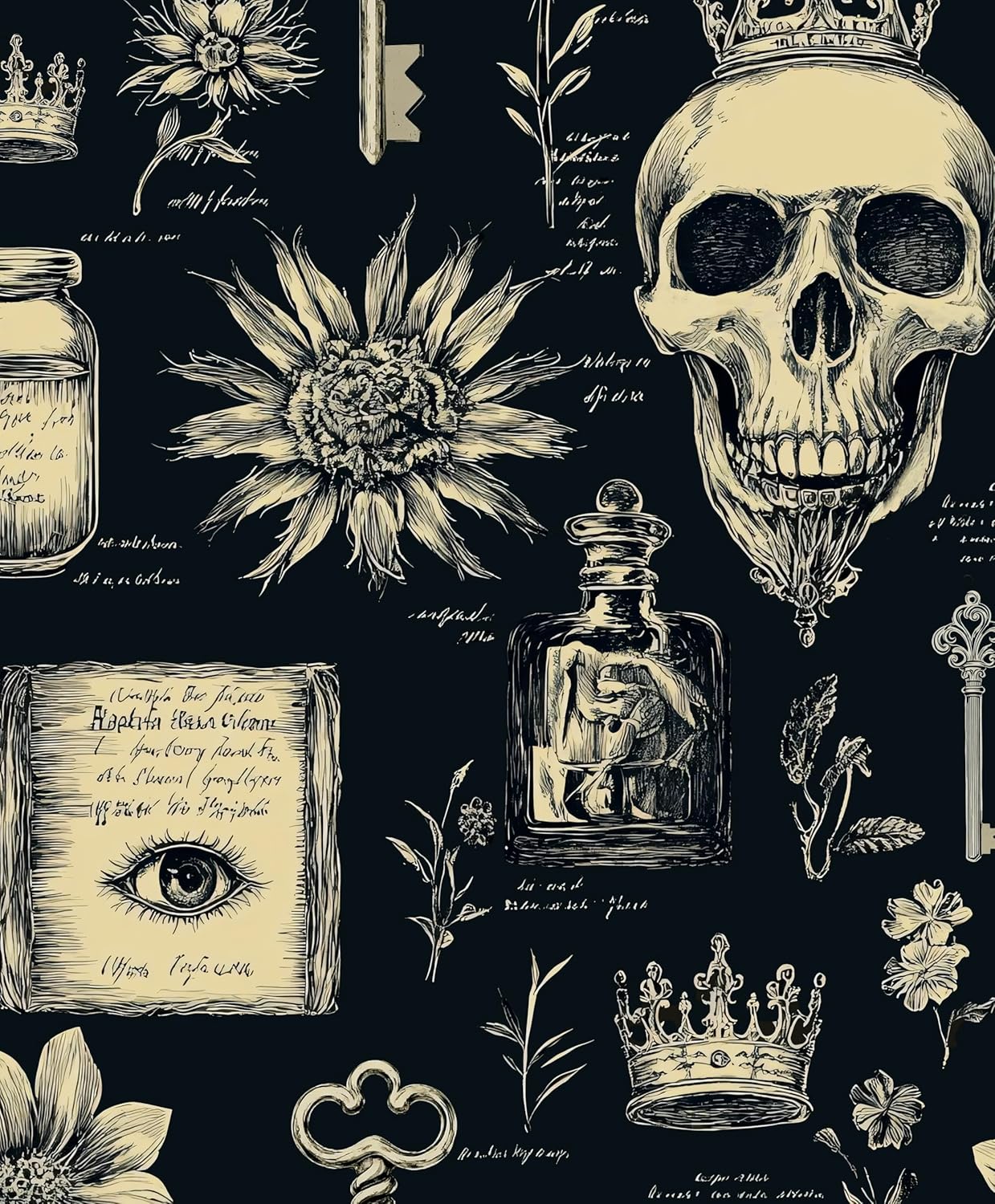 Dark Floral Wallpaper Peel and Stick, Black Vintage Orange/Pink Rose Contact Paper 17.5 x 393.7in, Waterproof Self Adhesive Flower Retro Boho Wall Paper for Bedroom Walls Cabinet Shelf Table Drawer
