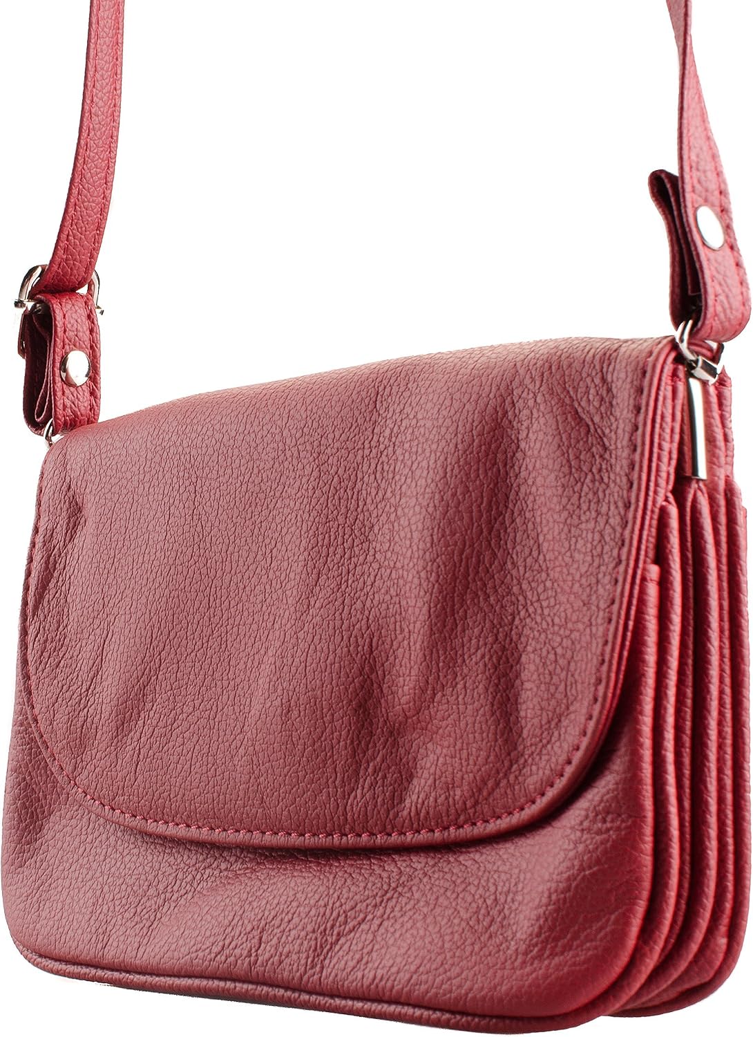 Dwellbee Small Leather Crossbody Bag, Red, One Size