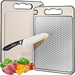 Stainless Steel Cutting Board for Kitchen, Non Toxic Large Chopping Board Double Sided Non-slip Scratch-resistant Mesh Design with Juice Groove Food-Grade Wheat Straw PP 15×10 In Easy to Clean