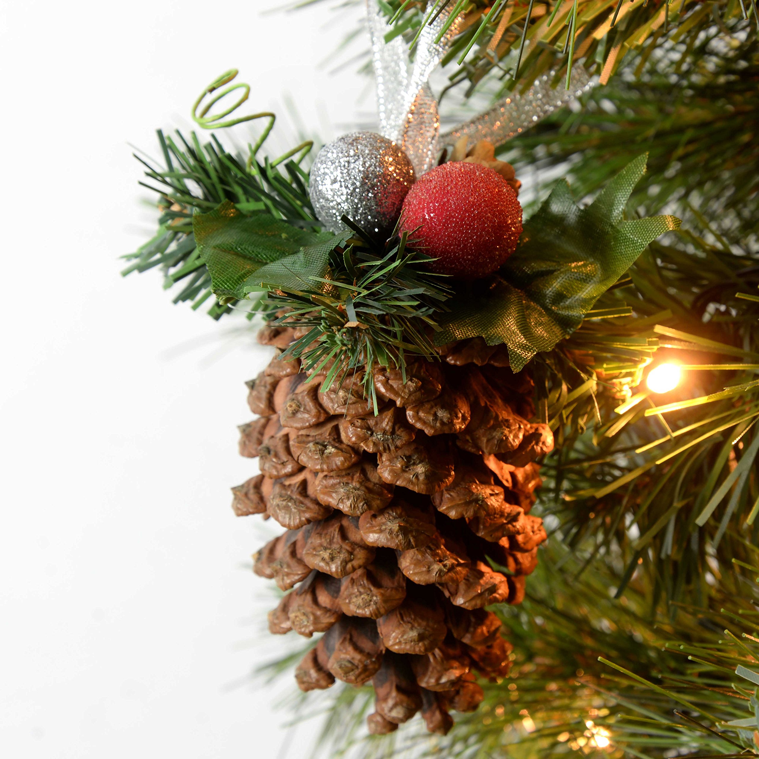 WeRChristmas Decorated Pine Cone Christmas Decoration - Frosted Silver, Pack of 5 - Image 4